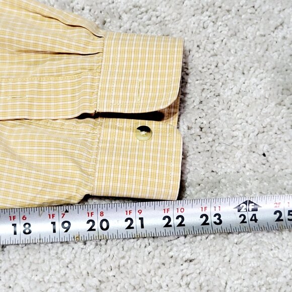 LL Bean Wicked Good Button Down Shirt Men XLT Yellow Regular Houndstooth Plaid - Picture 8 of 8